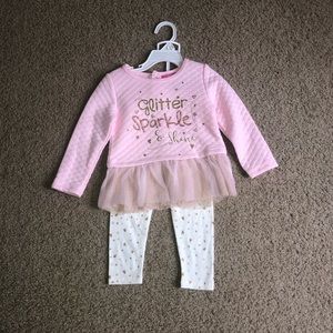 Kidtopia Quilt Peplum Leg Set Sz 24MOS Pink NWT